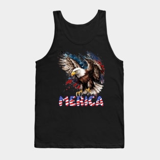 4th Of July Patriotic USA Flag Bald Eagle Merica Tank Top